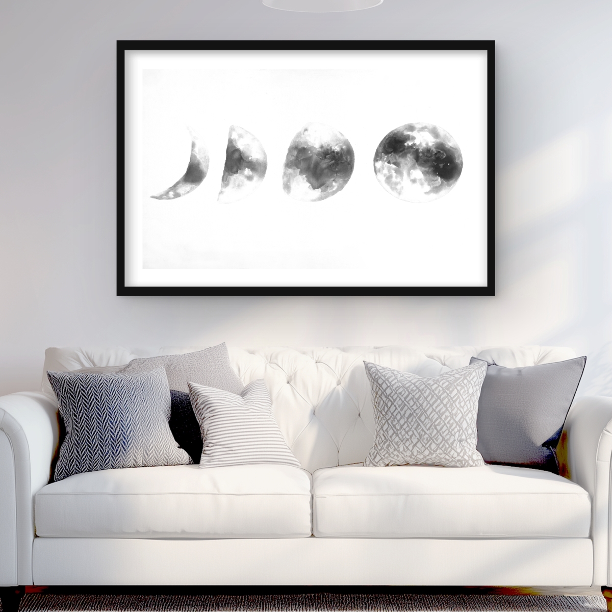 C1FM2436RTVT9S 24 x 36 in. Eclipse in Several Phases - Black & White Galaxy Print Decor