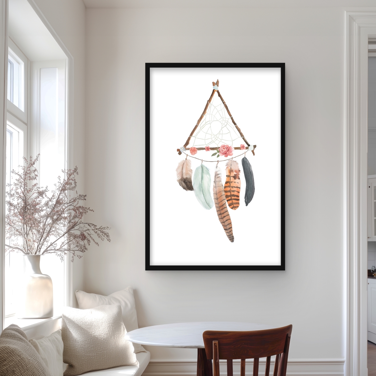 C1FM24362XYJVO 24 x 36 in. Triangular Dream Catcher - Bohemian Framed Print for Decor