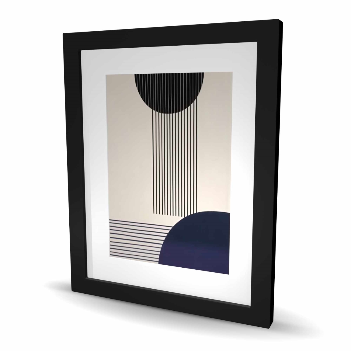 C1FM1620RAHTMV 16 x 20 in. Circle Lines - Classic Blue Patterns Framed Matted Print