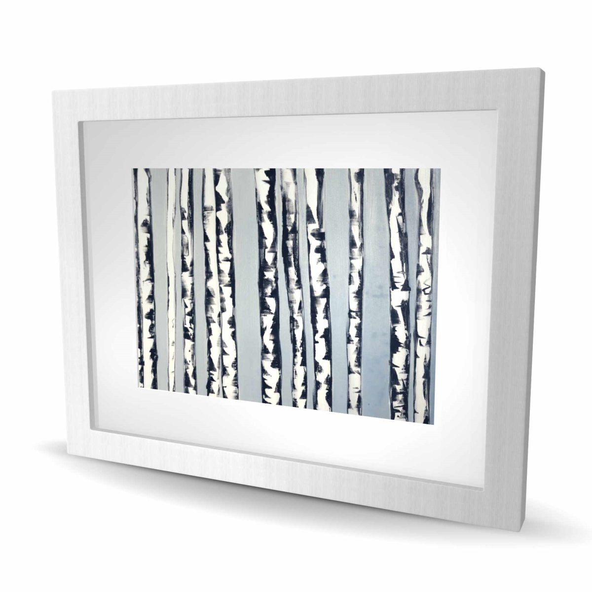 C1FM162046FIVP 16 x 20 in. Small Birch Trees - Blue Office Framed Matted Print Decor