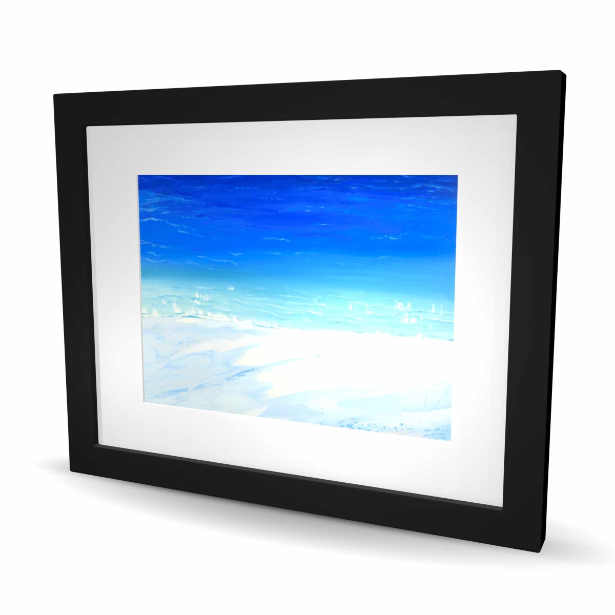 C1FM16204AB0NT 16 x 20 in. Satellite View Ocean Print - Framed Matted Bathroom Decor