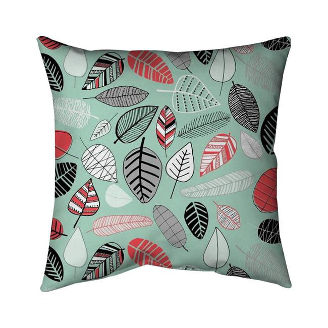 26 x 26 in. Turquoise Leaf Patterns-Double Sided Print Indoor Pillow