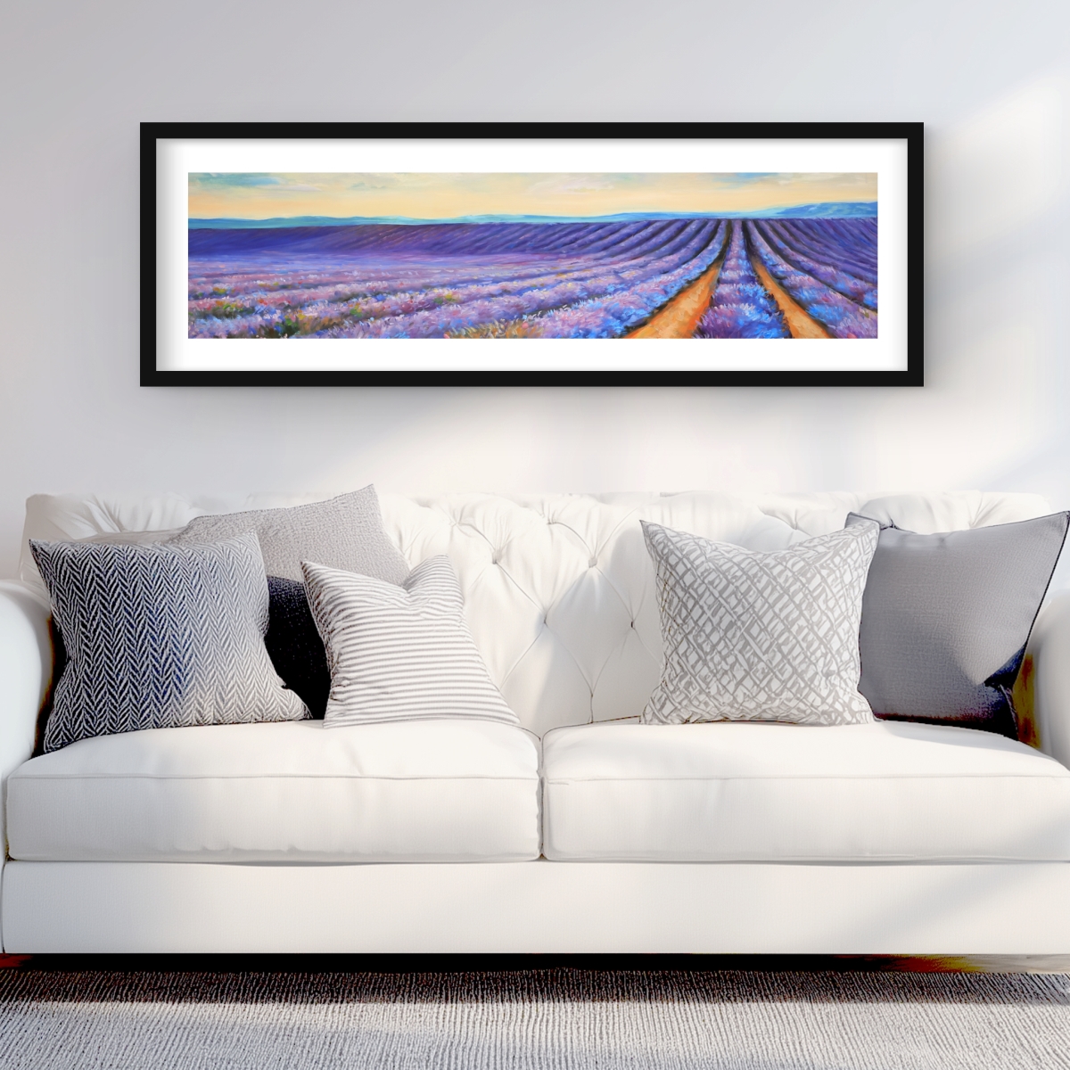 C1FM1648E1GFZ4 16 x 48 in. Lavender Fields - Botanical Bathroom Framed Matted Print