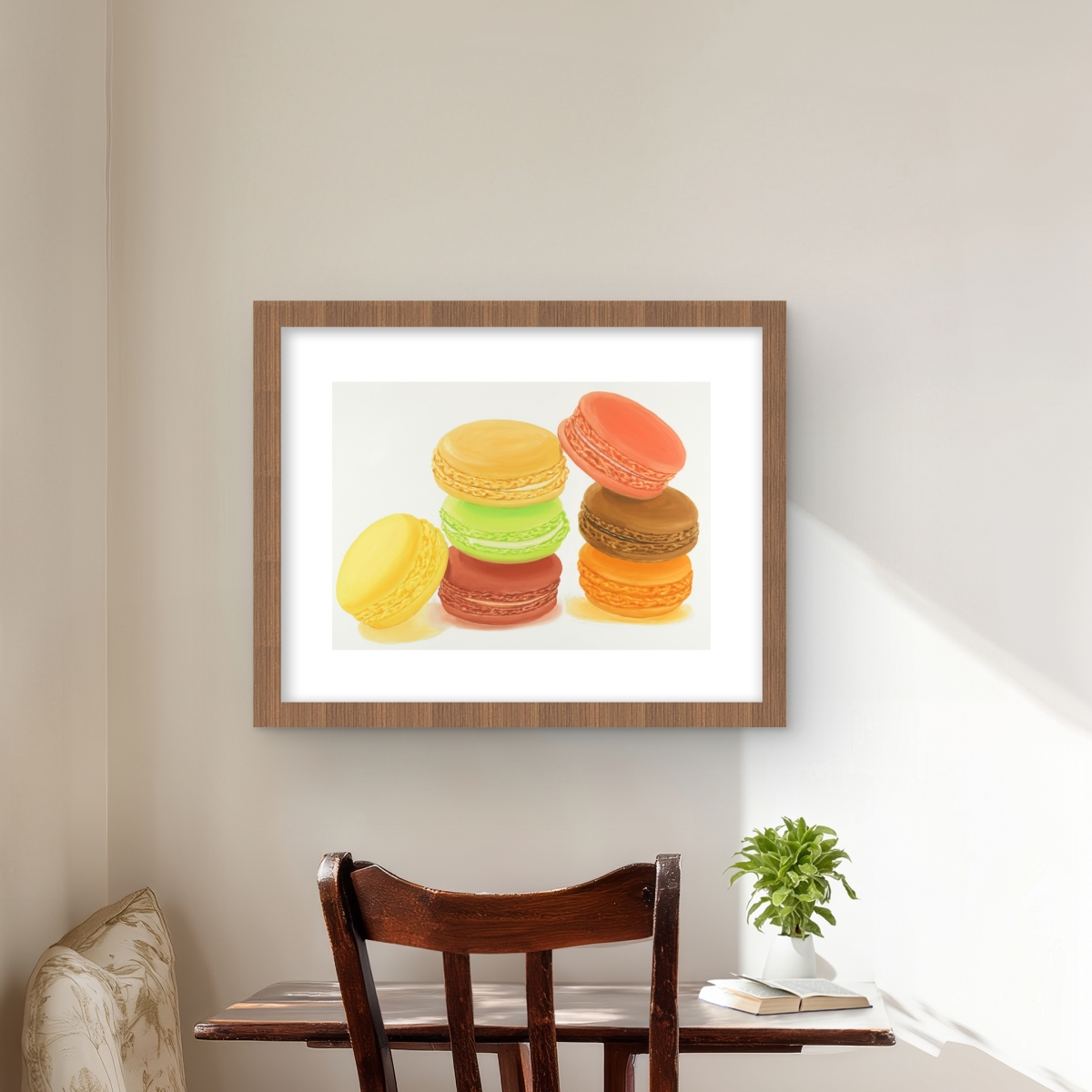 C1FM16209EQDLD 16 x 20 in. Delicious Macaroons - Orange Kitchen Framed Matted Print