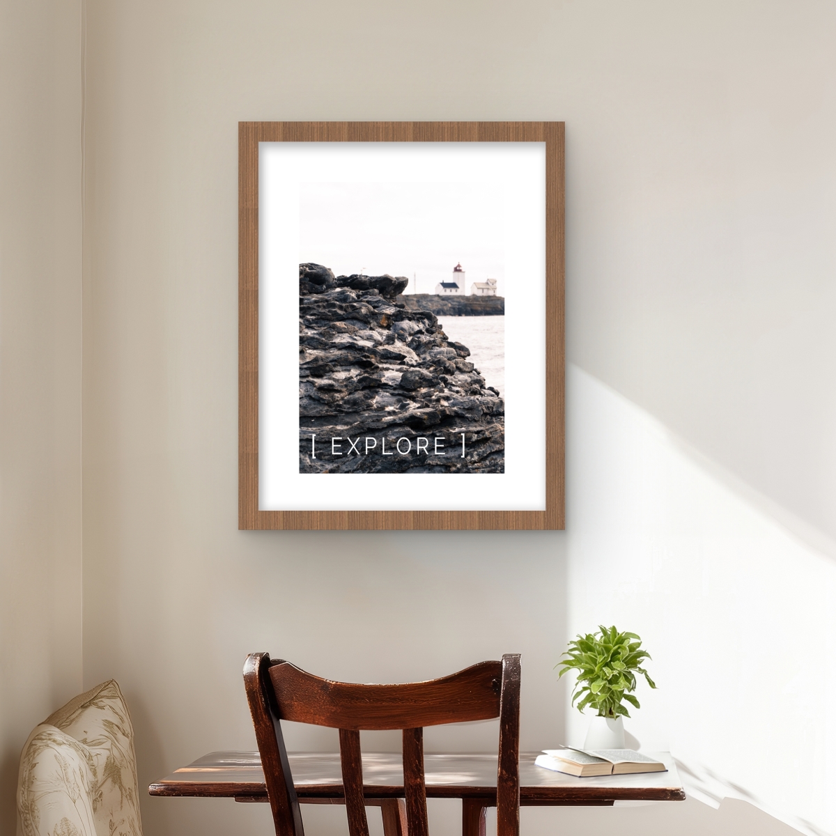 C1FM16207T6VUS 16 x 20 in. Explore Beach Beige Framed Matted Print for Home Decor