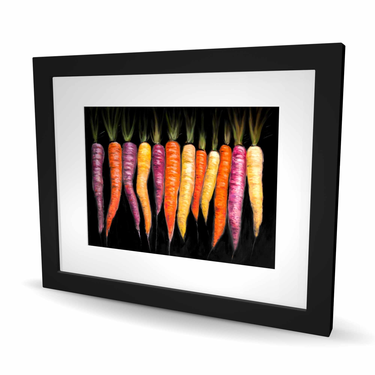 C1FM162086MWSS 16 x 20 in. Carrots Varieties - Kitchen Black Framed Matted Print Decor