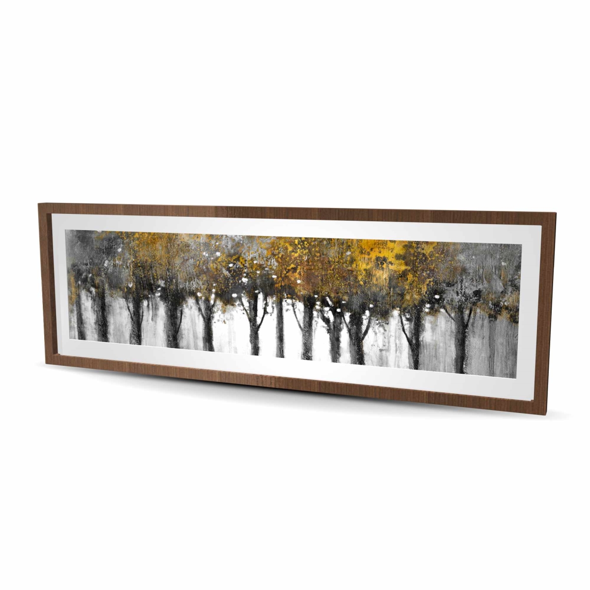 C1FM20601EY5IV 20 x 60 in. Illuminated Forest - Office Gray Framed Matted Print Decor