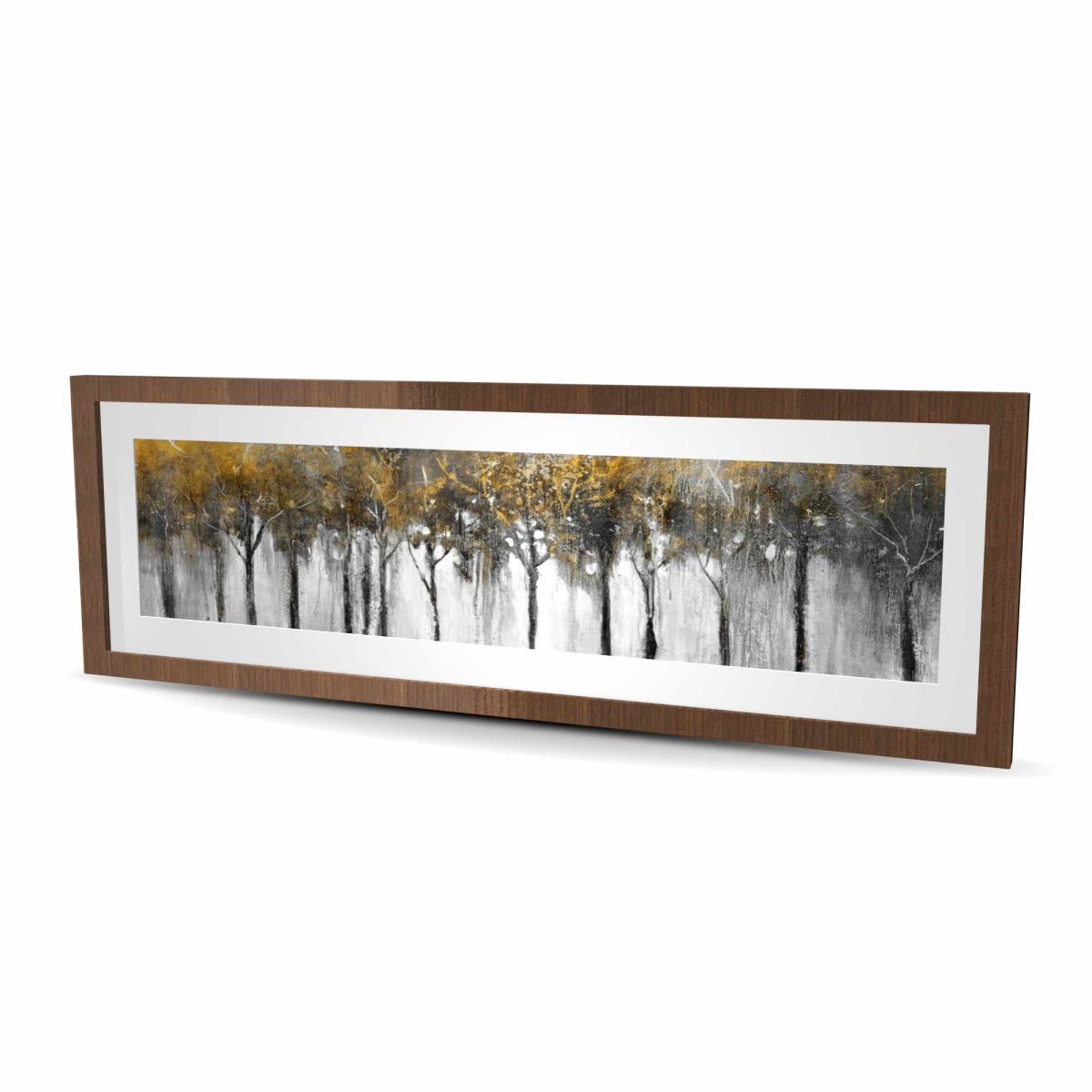 C1FM16480F2DU3 16 x 48 in. Abstract Yellow Forest - Framed Matted Print for Home Decor