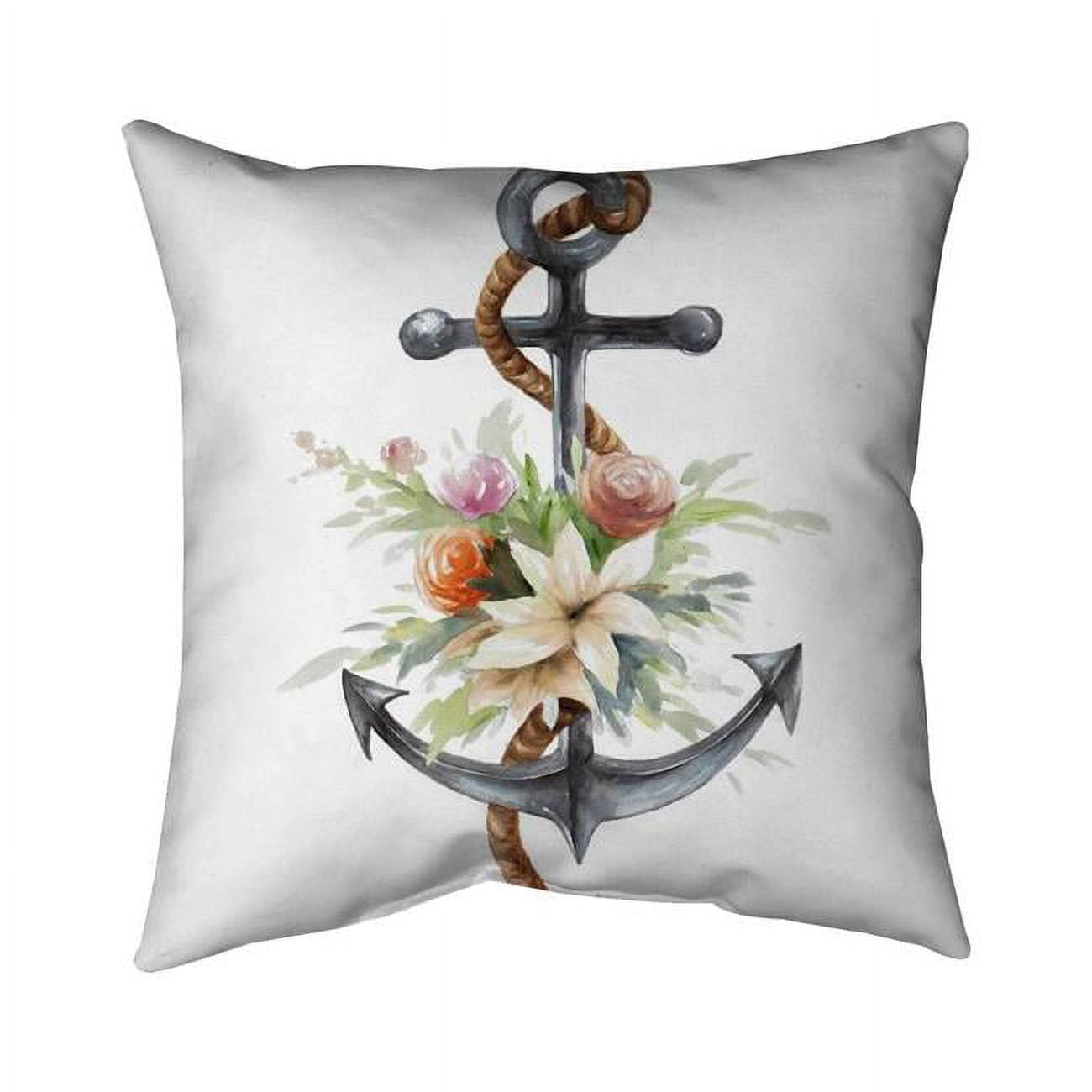 26 x 26 in. Anchor with Flowers-Double Sided Print Indoor Pillow