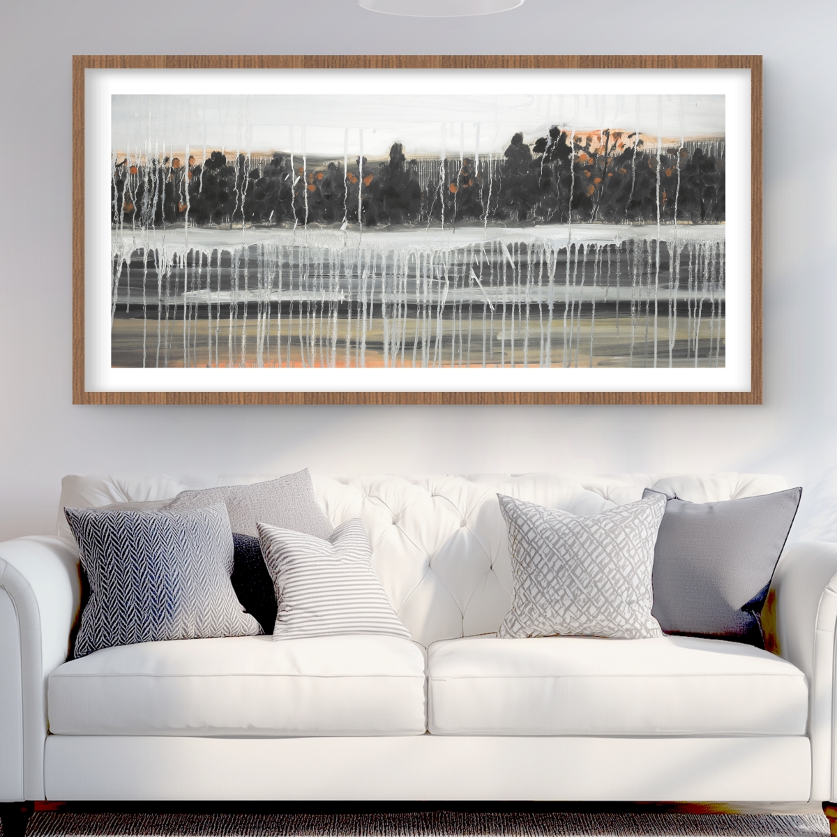 C1FM2448M461OW 24 x 48 in. Rainy Fall Landscape - Modern Black Framed Matted Print