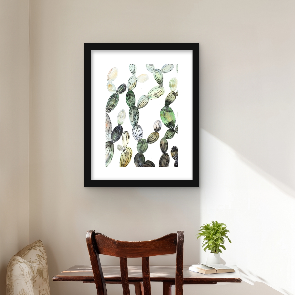 C1FM1620EA9LB7 16 x 20 in. Pattern Opuntia Cactus - Framed Matted Print for Home Decor