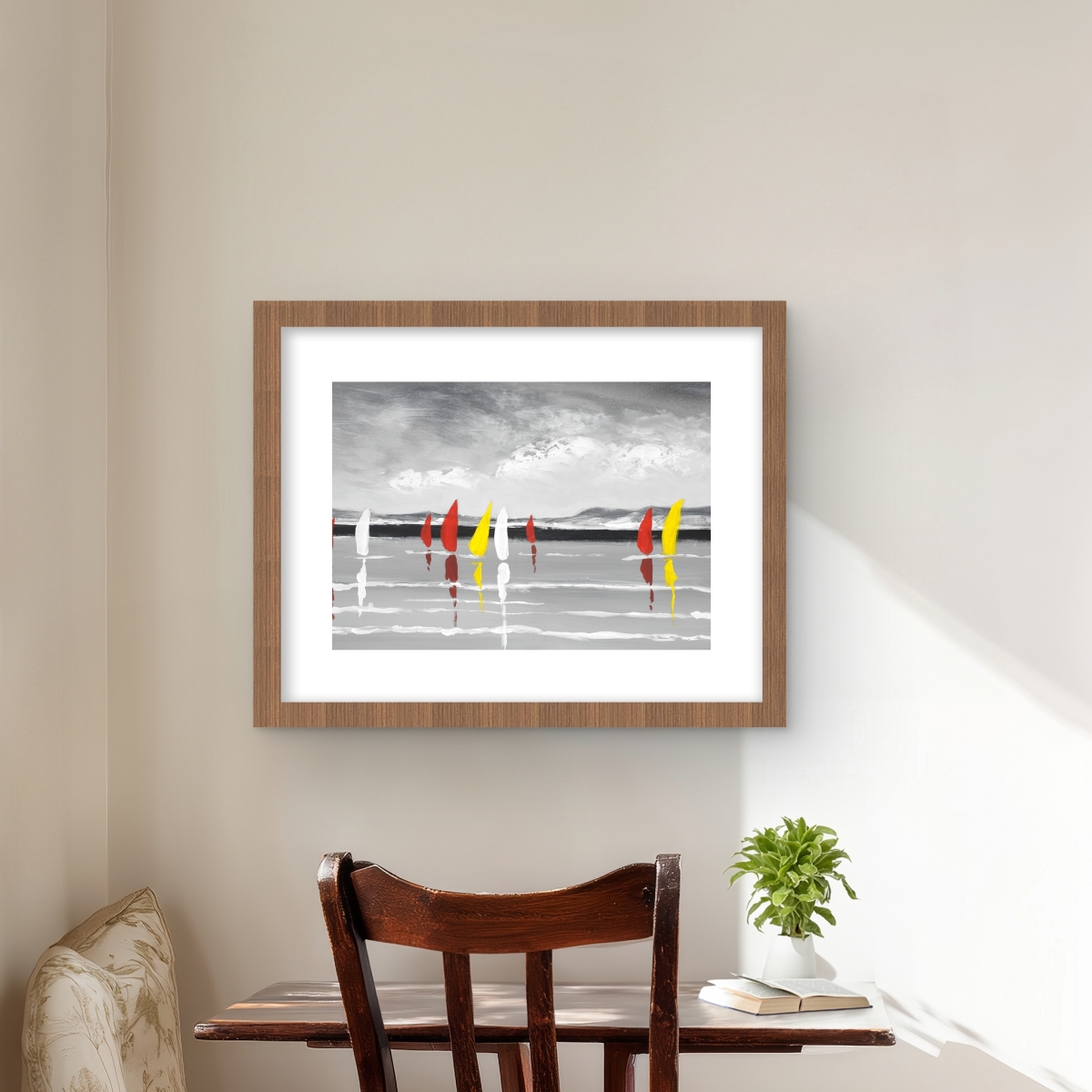 C1FM1620PPOB1O 16 x 20 in. Sailing on the Lake - Minimalist Boat Framed Matted Print