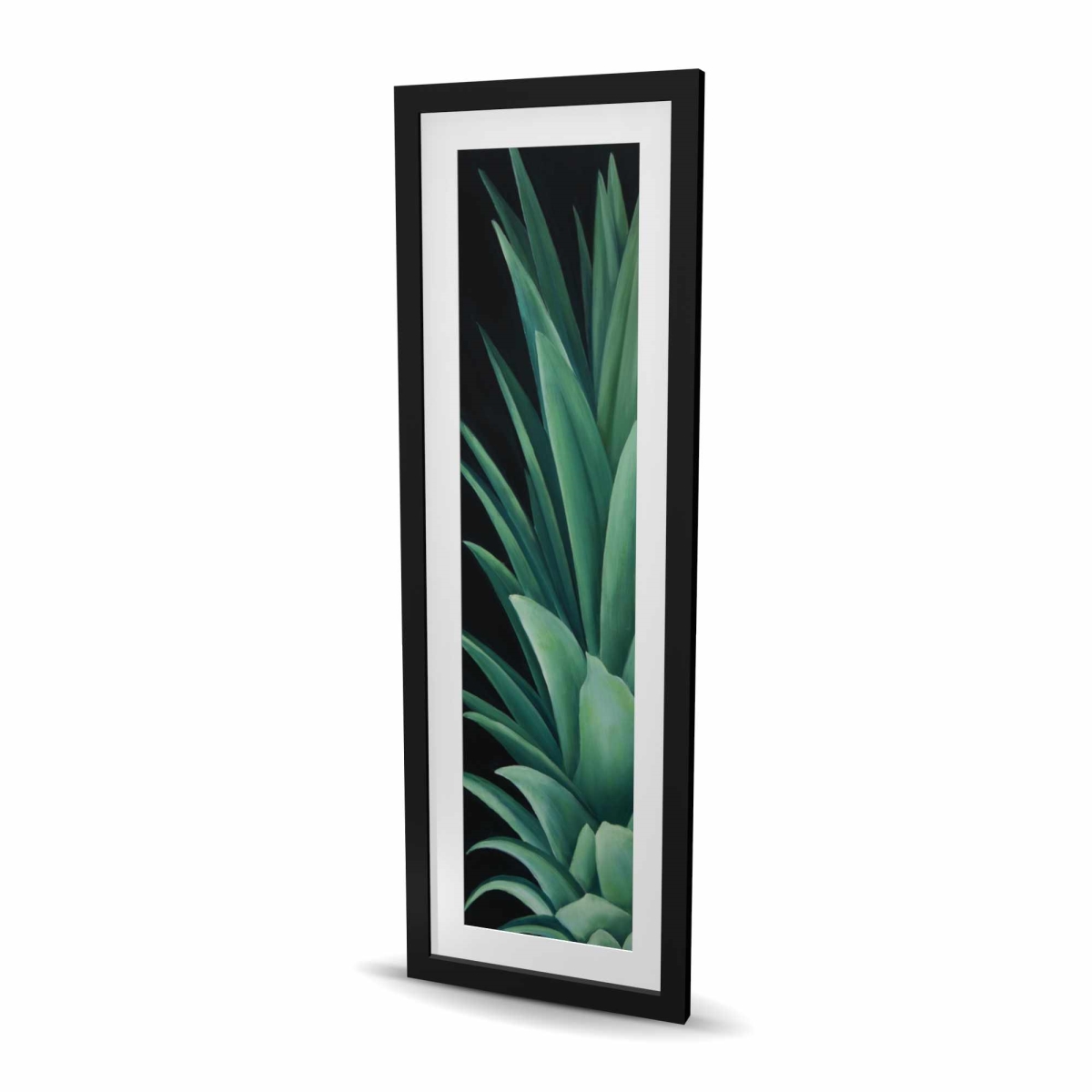 C1FM1648YLEJSJ 16 x 48 in. Pineapple Leaves - Exotic Green Framed Matted Print Decor