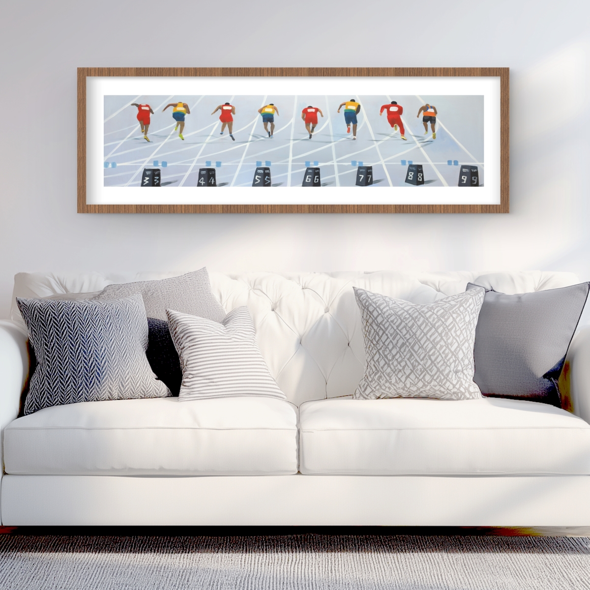 C1FM1648HAXNHY 16 x 48 in. Race of 10 Meters - Blue Man Cave Framed Matted Print Decor