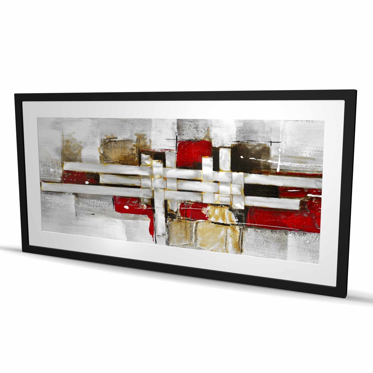 C1FM2448ZW12Z6 24 x 48 in. Abstract Intertwining Shapes - Gray Modern Framed Print