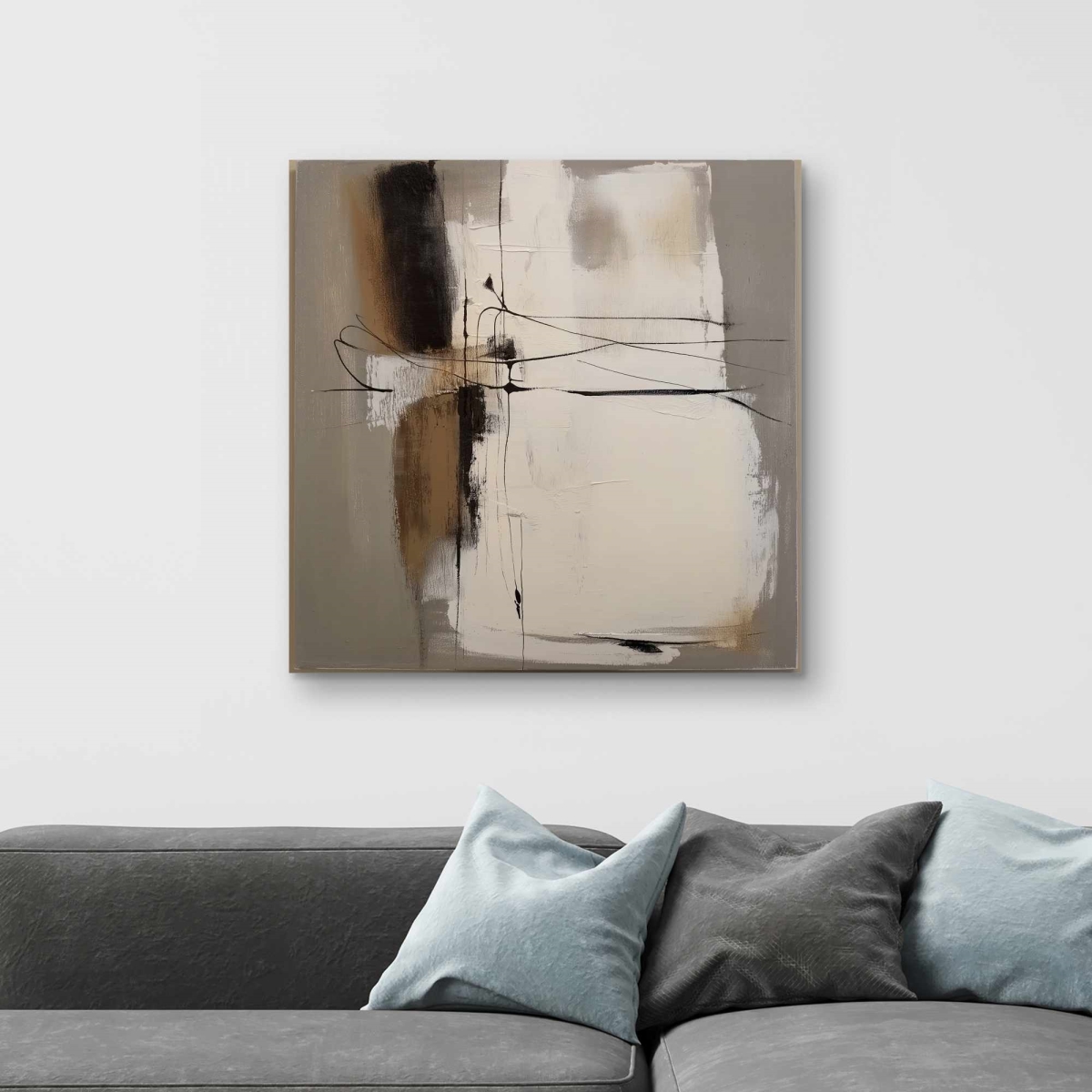 C1RC3232G51VX1 32 x 32 in. Rusty Splashes - Gray Abstract Canvas Art for Home Decor