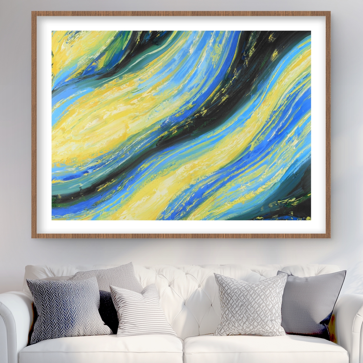 C1FM3648IHQDUH 36 x 48 in. Liquid Magic Wave - Abstract Shapes Framed Matted Print