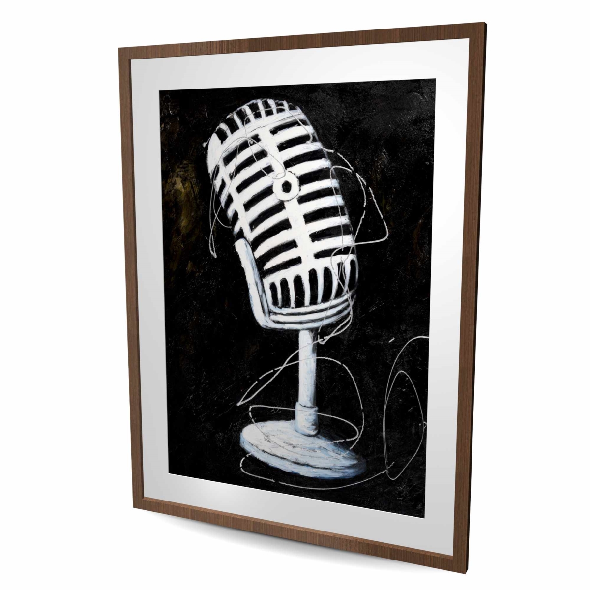 C1FM3648XARH0E 36 x 48 in. Microphone - White Man Cave Framed Matted Print - Home Decor