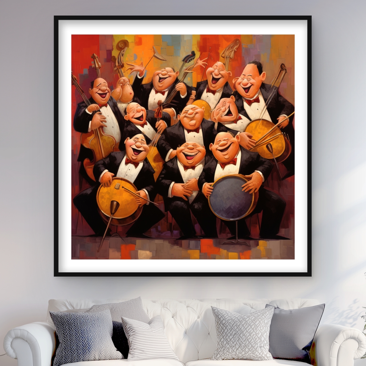 C1FM4848P7DME0 48 x 48 in. Musical Joy - Contemporary Abstract Framed Matted Print