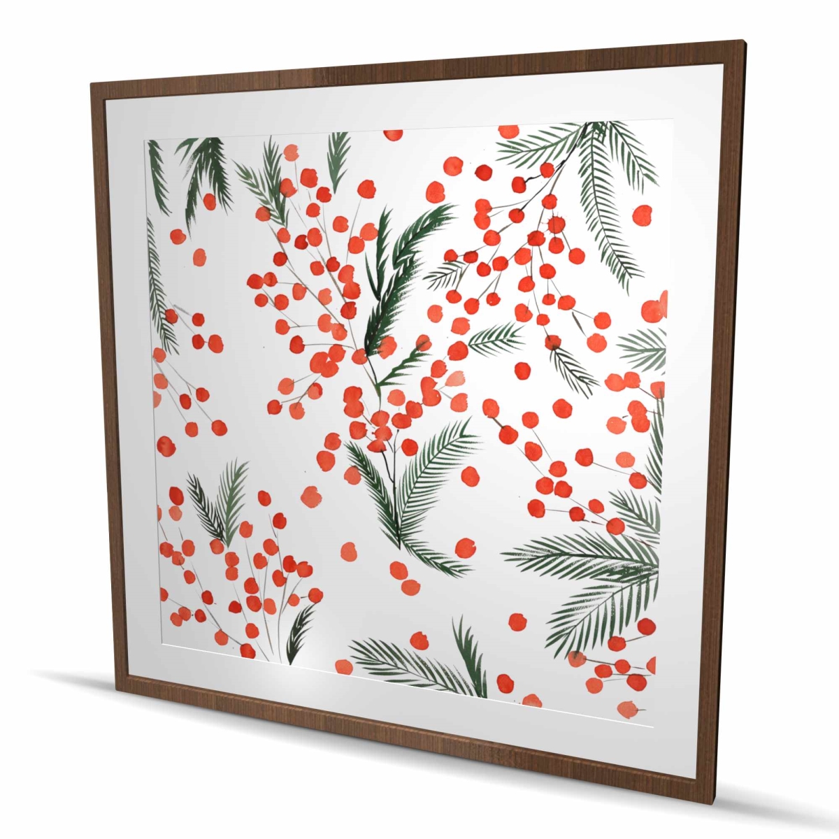 C1FM4848NZW663 48 x 48 in. Mistletoe Leaf Pattern - Minimalist Green Framed Print