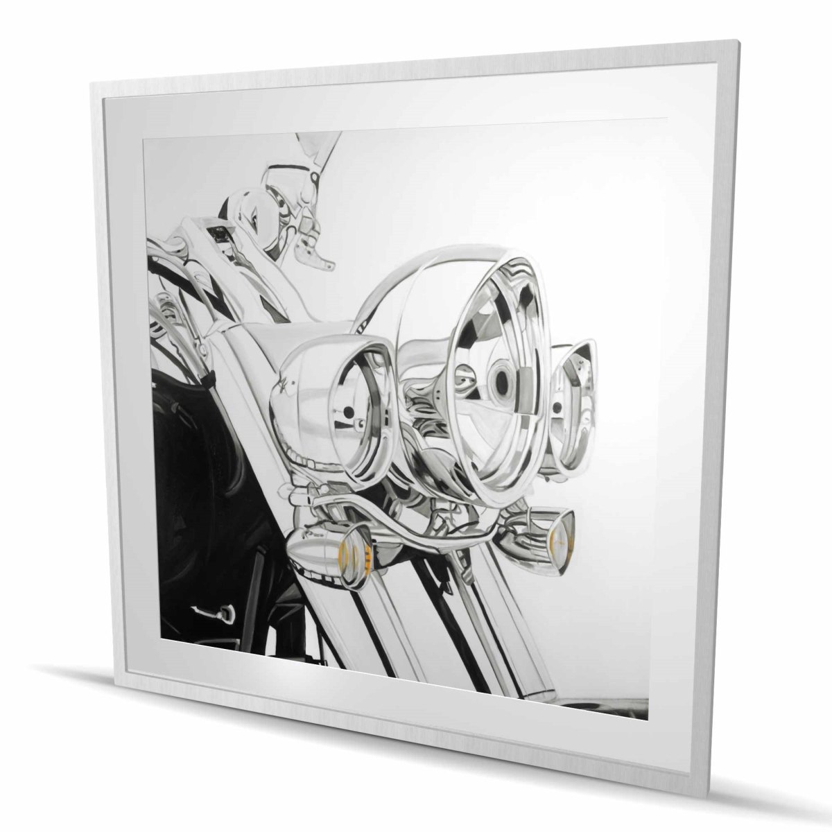 C1FM4848OX4ZQ6 48 x 48 in. Motorcycle Light - Framed Matted Print for Home Decor