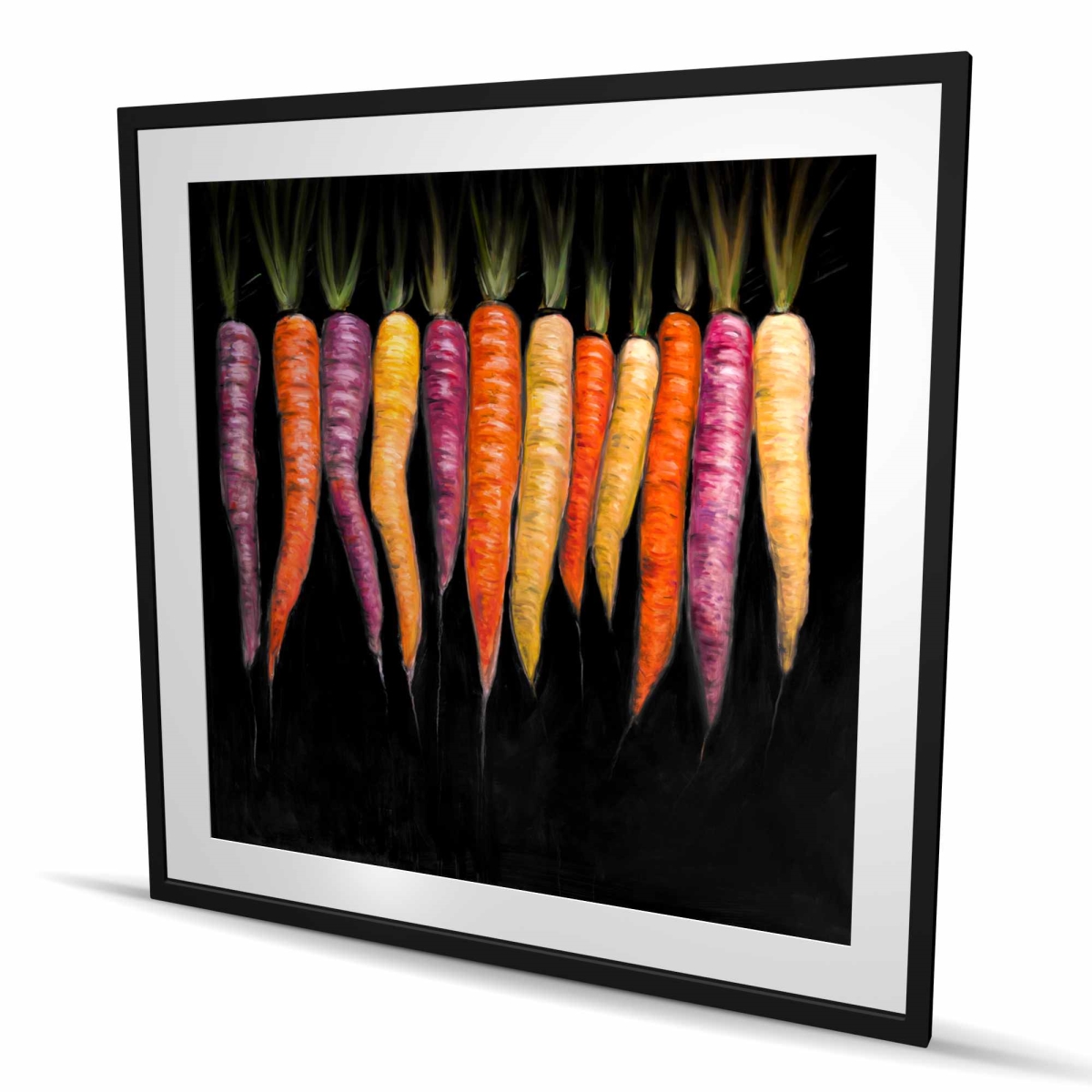 C1FM4848UZ7JTR 48 x 48 in. Carrots Varieties - Rustic Still Life Framed Print for Decor
