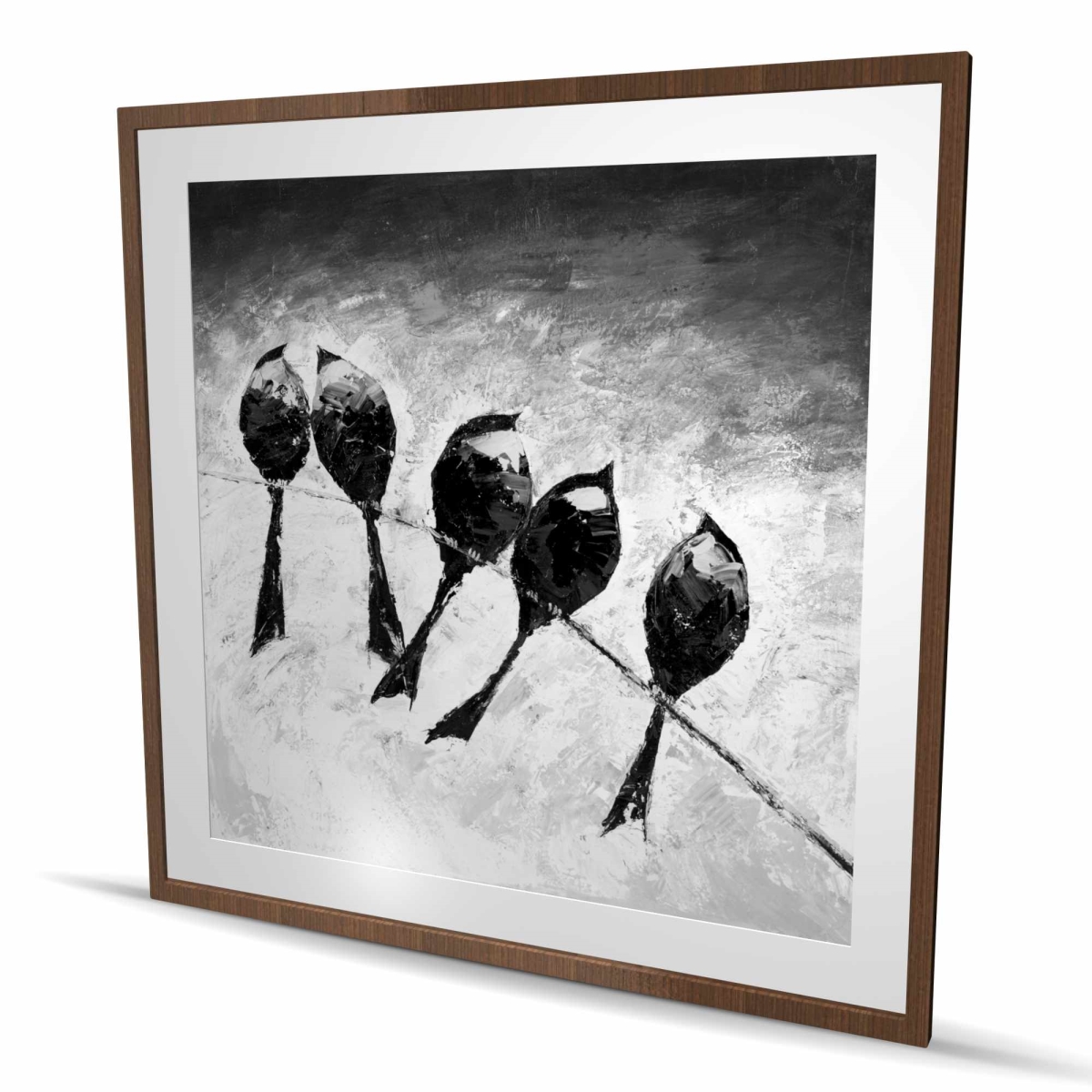 C1FM4848RBPH11 48 x 48 in. Five Birds Perched - Monochrome Framed Print for Home Decor