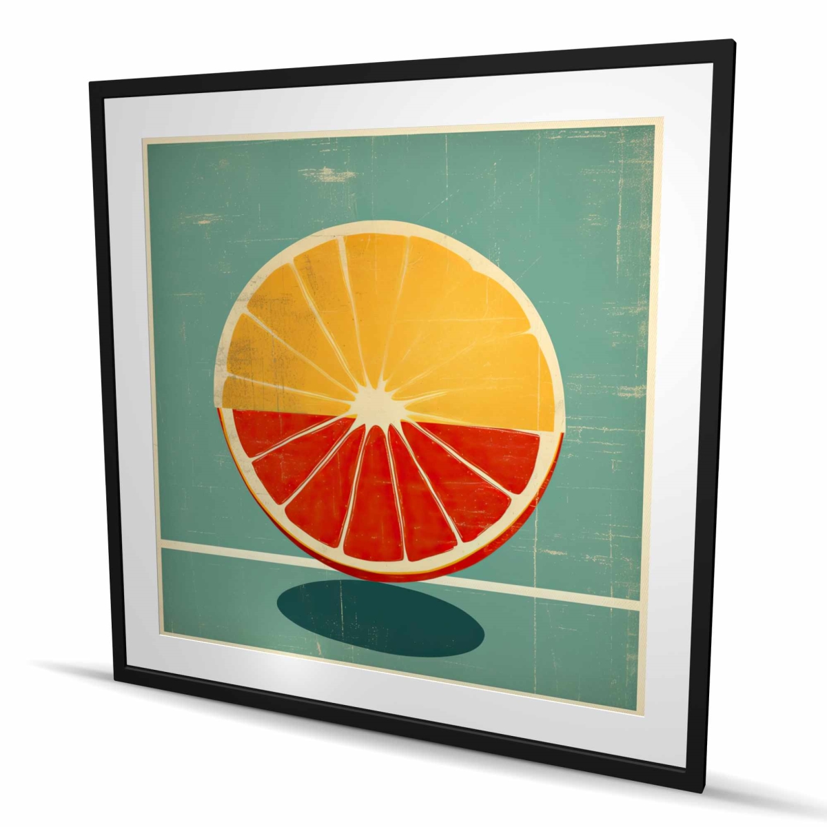 C1FM48482ZK0GM 48 x 48 in. Lemon & Tangerine Still Life Red Framed Matted Print Decor