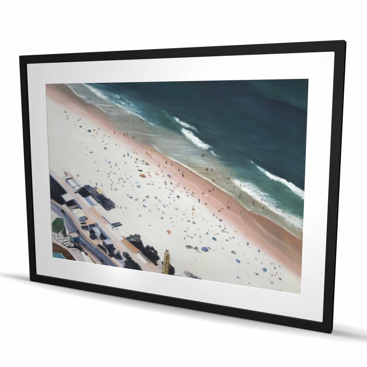C1FM3648TK6XTI 36 x 48 in. Hot Day At the Beach - Satellite View Coastal Framed Print