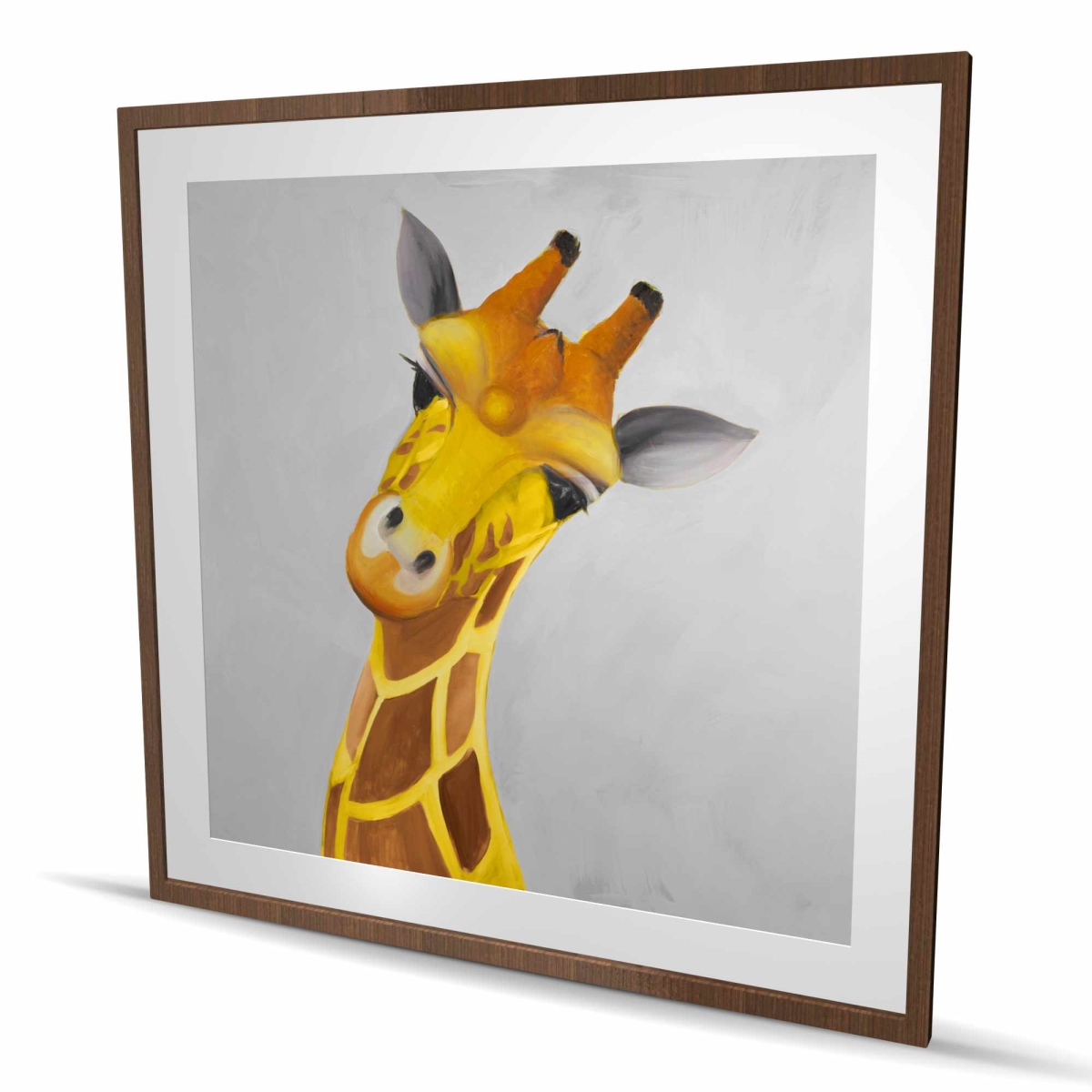 C1FM4848TKCE44 48 x 48 in. Curious Giraffe - African Animals Framed Matted Print Decor