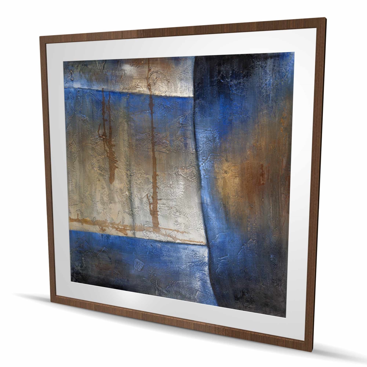 C1FM4848TU6PWO 48 x 48 in. Luminous Blue & Bronze Shape - Framed Matted Print Decor