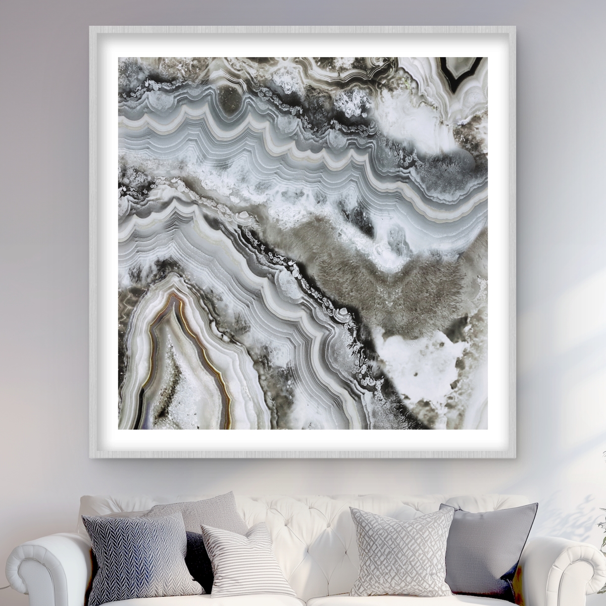 C1FM4848BGCEUM 48 x 48 in. Abstract Geode - Hyperrealist Livingroom Framed Print Decor