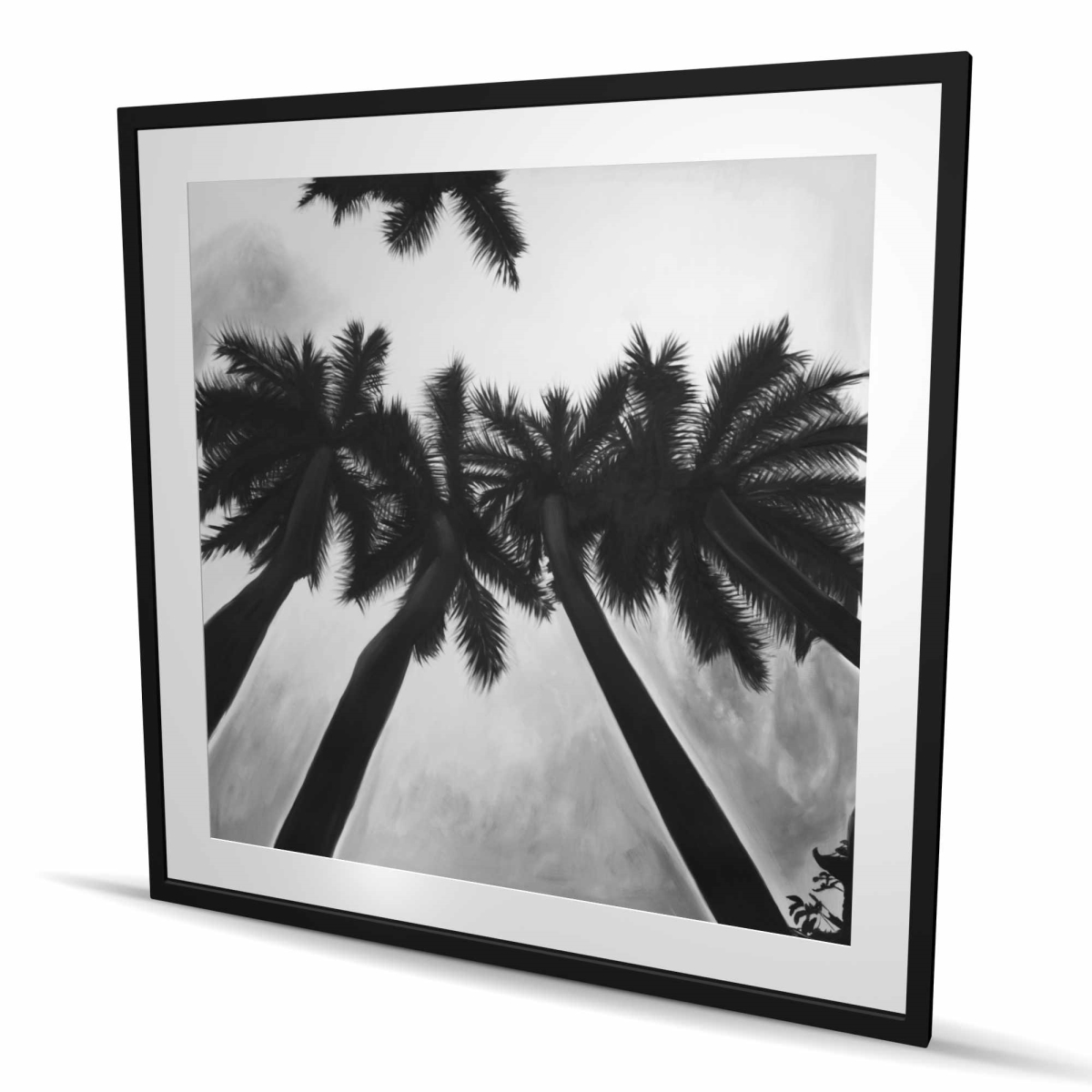 C1FM4848CPVWS7 48 x 48 in. Monochrome Palm Trees - Framed Matted Print for Home Decor