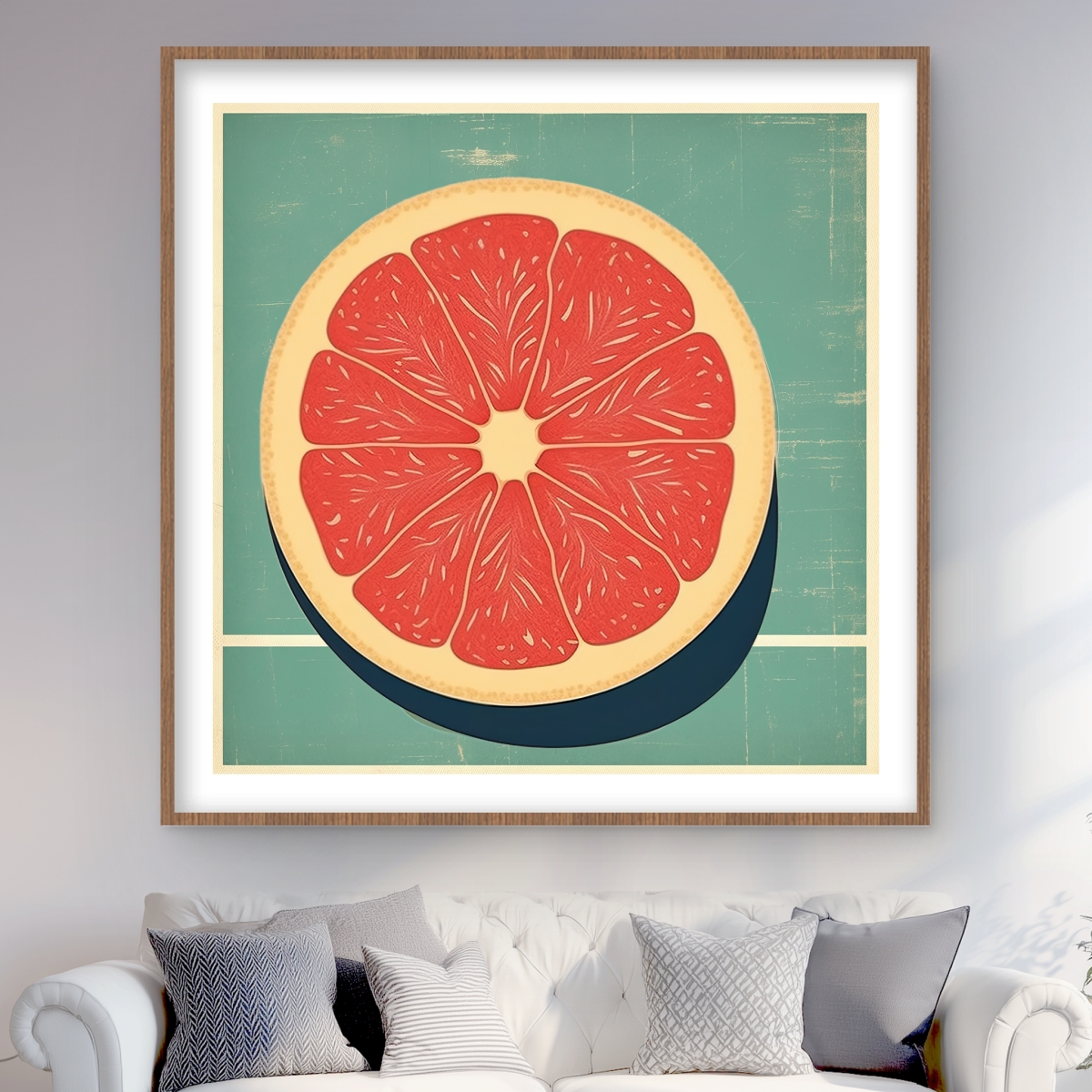 C1FM4848LV7YDO 48 x 48 in. Grapefruit Still Life Food Print - Framed Matted Decor