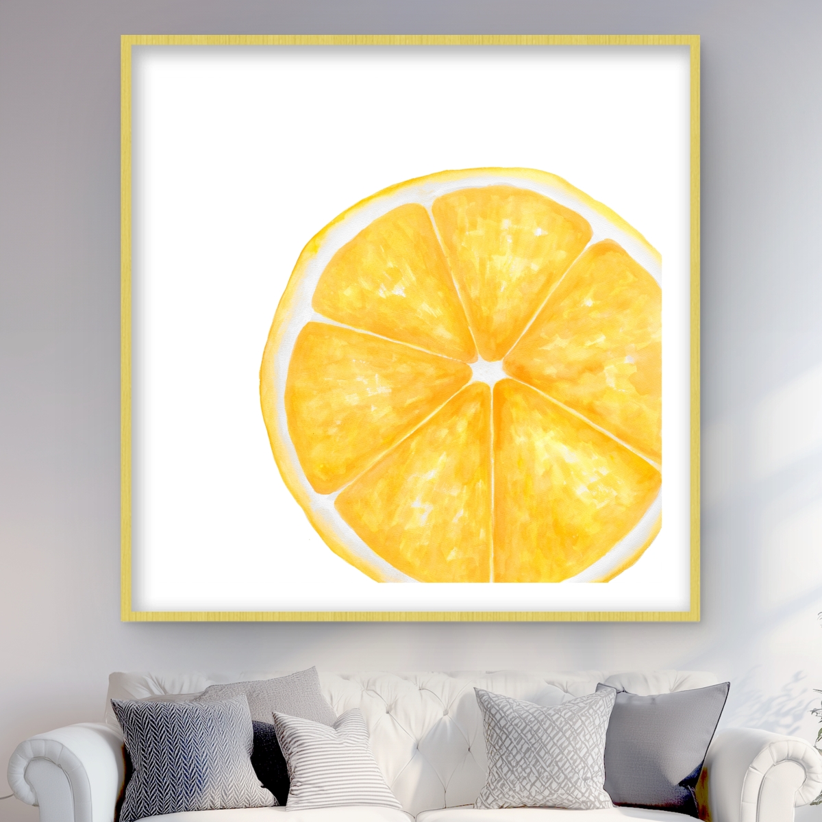 C1FM4848Z8WIGA 48 x 48 in. Lemon Slice - Kitchen Illustrative Framed Matted Print Decor