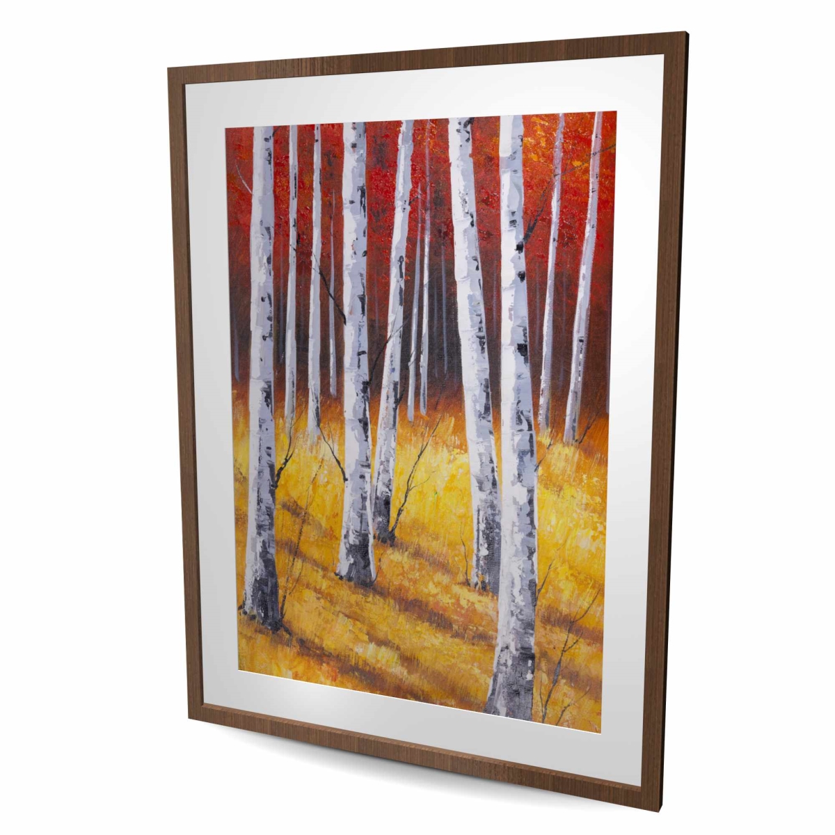 C1FM3648UZ9X9J 36 x 48 in. Fall Forest Landscape - Modern Trees Framed Matted Print