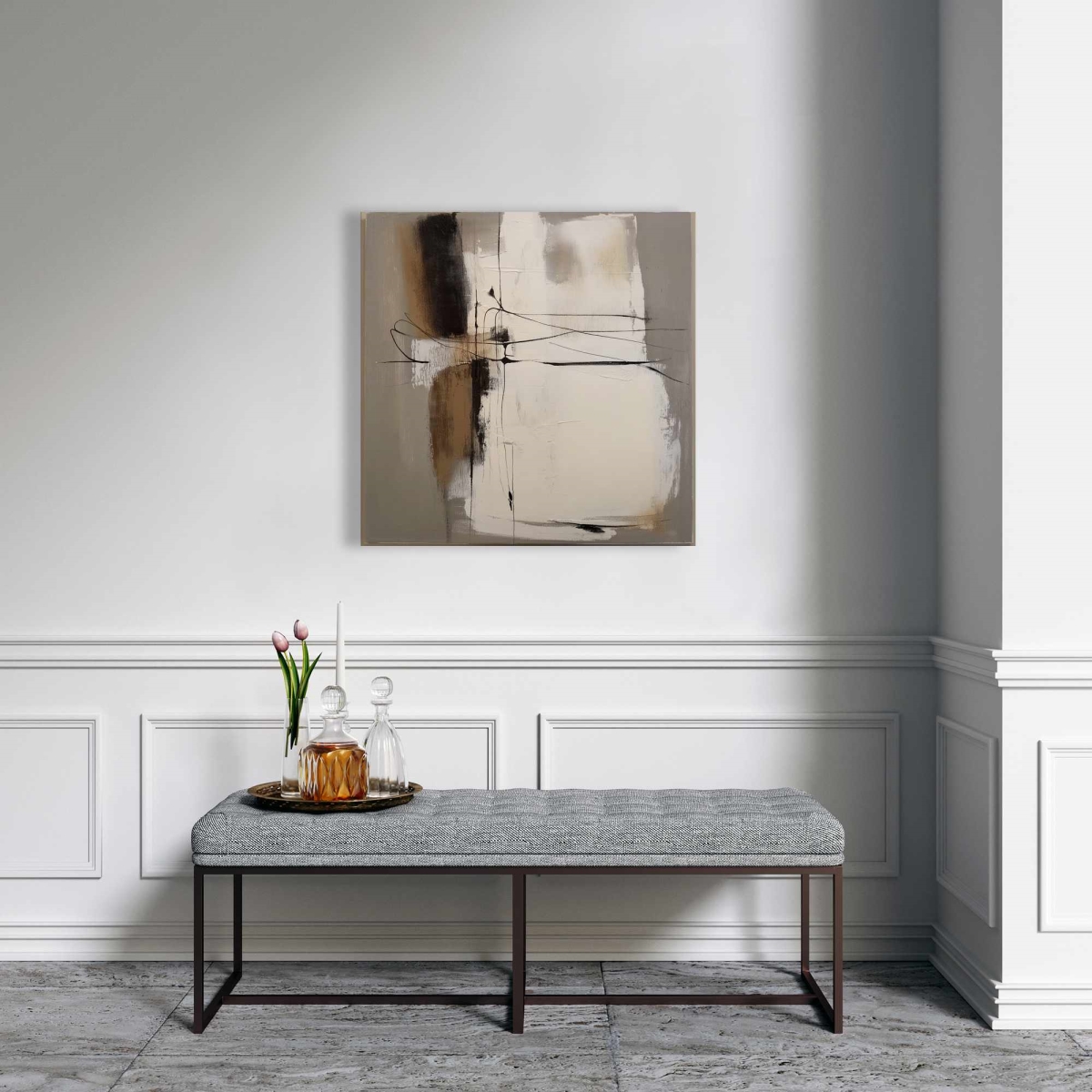 C1RC242452RHBD 24 x 24 in. Rusty Splashes - Abstract Gray Canvas for Home Decor