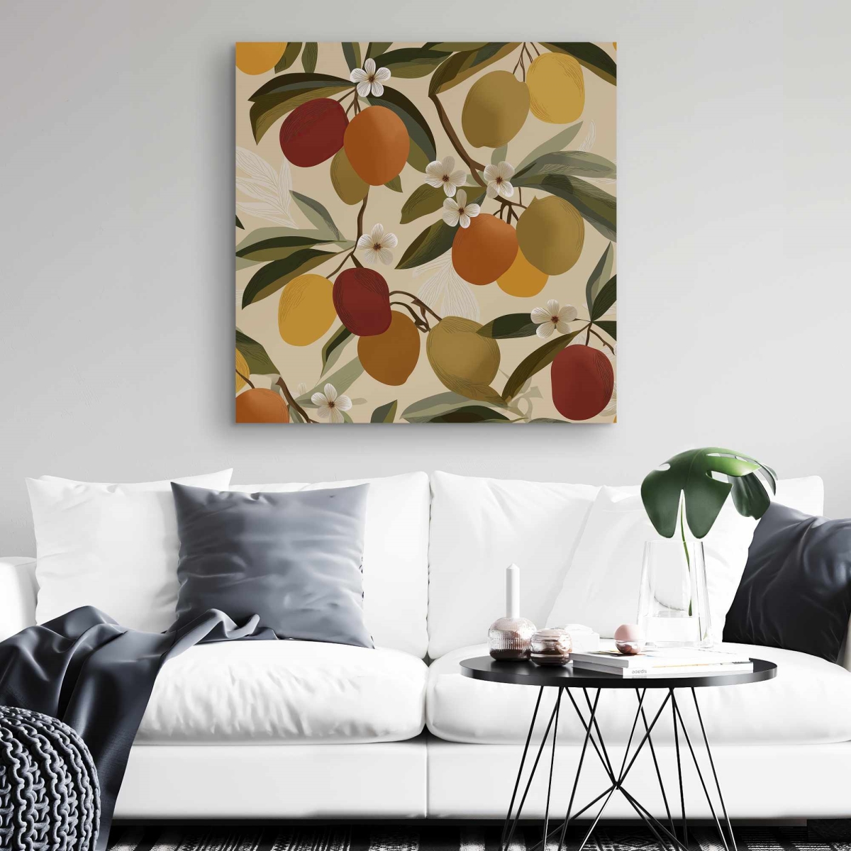 C1RC3232COHVCA 32 x 32 in. Blooming Branches - Floral Beige Canvas for Home Decor