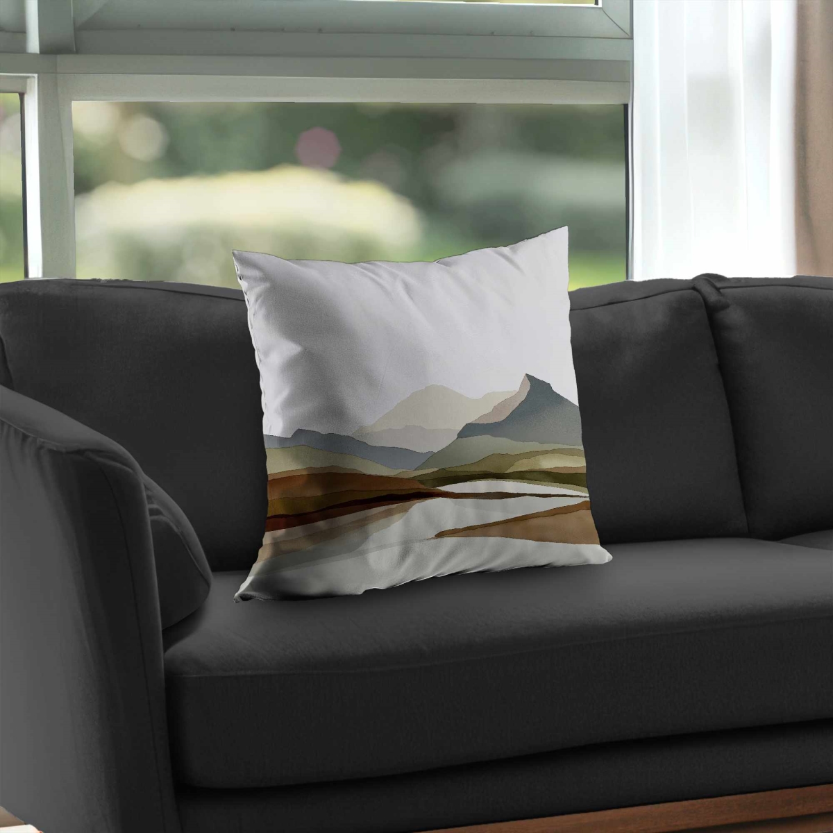 C1PC2020GRLFD7 20 x 20 in. Mountains Landscape Brown Poly Twill Throw - Home Decor