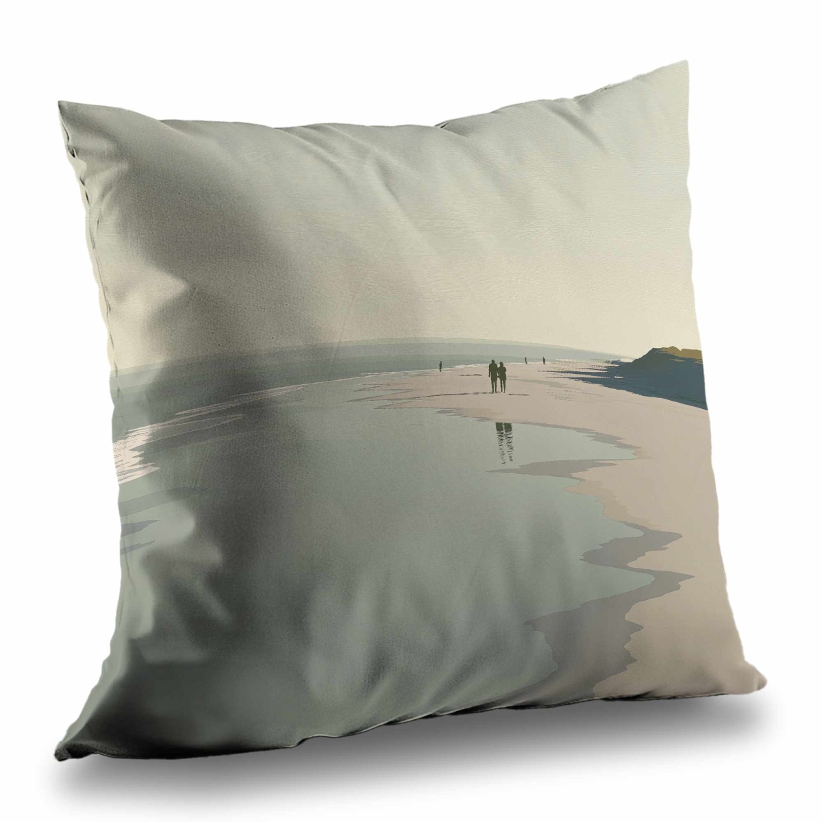 C1PC2626E4NDT8 26 x 26 in. Couple on the Beach Poly Twill Throw - Coastal Home Decor