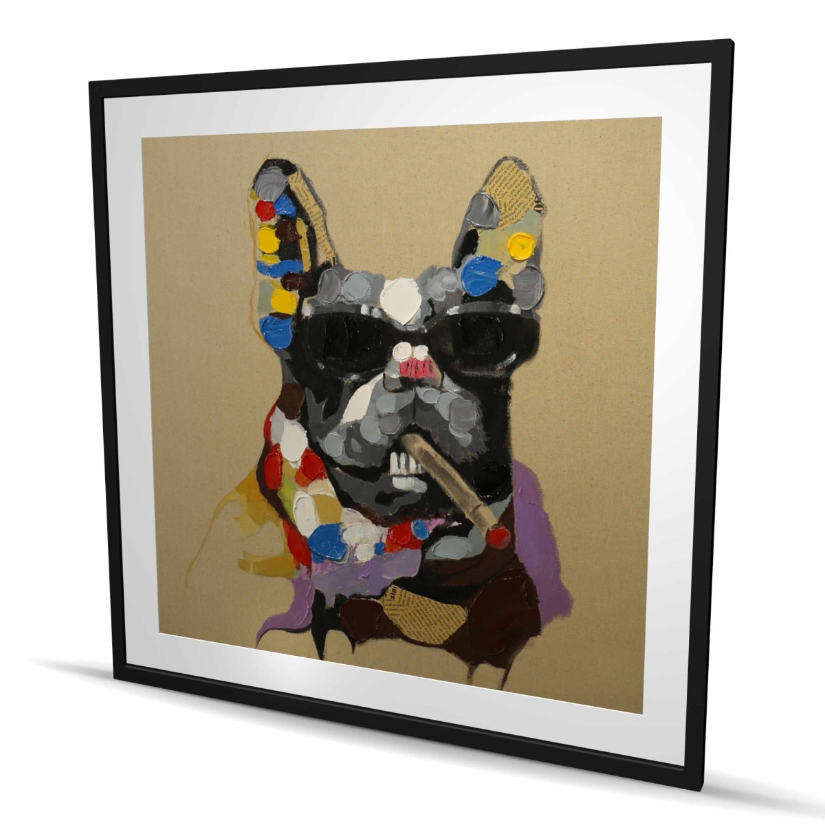 C1FM4848OR1HFN 48 x 48 in. Abstract Smoking Dog - Pets Man Cave Framed Print Decor