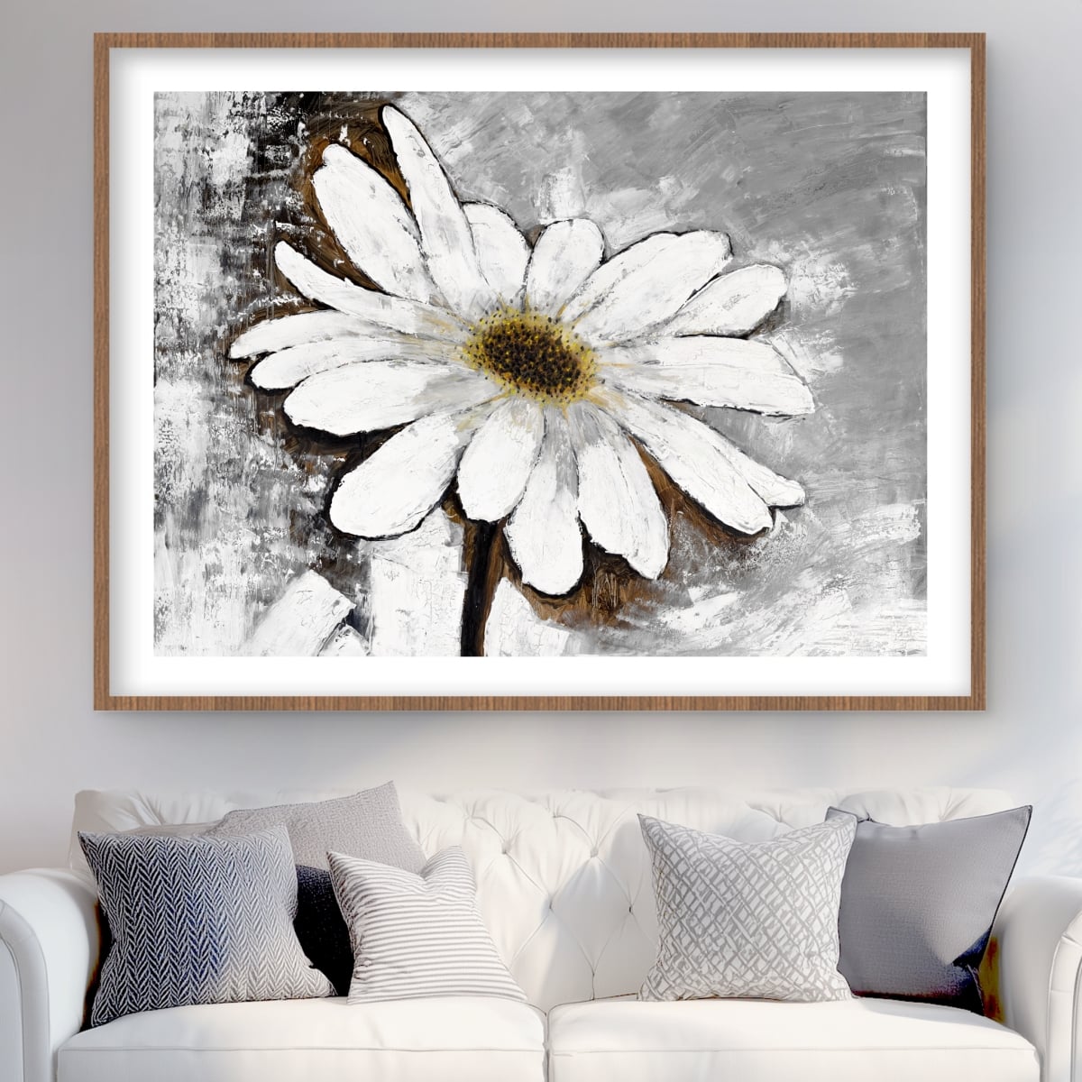 C1FM3648KU2GBV 36 x 48 in. Abstract Daisy - Framed Matted Print for Office Decor - Home