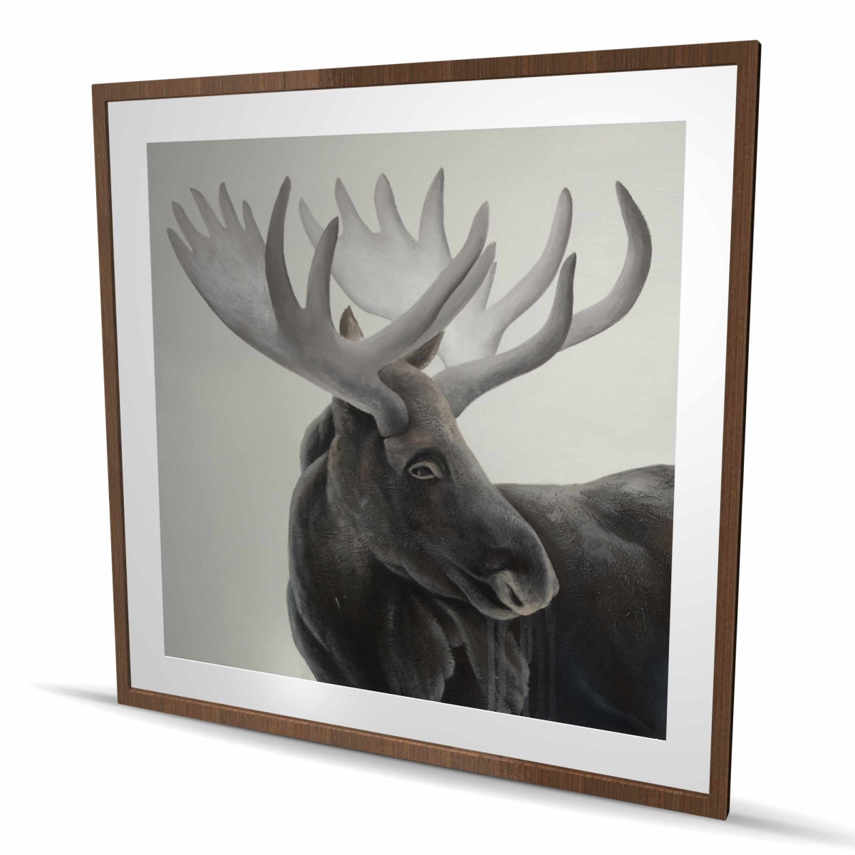 C1FM484801ITRA 48 x 48 in. Grayscale Moose Profile - Rustic Framed Print for Home Decor