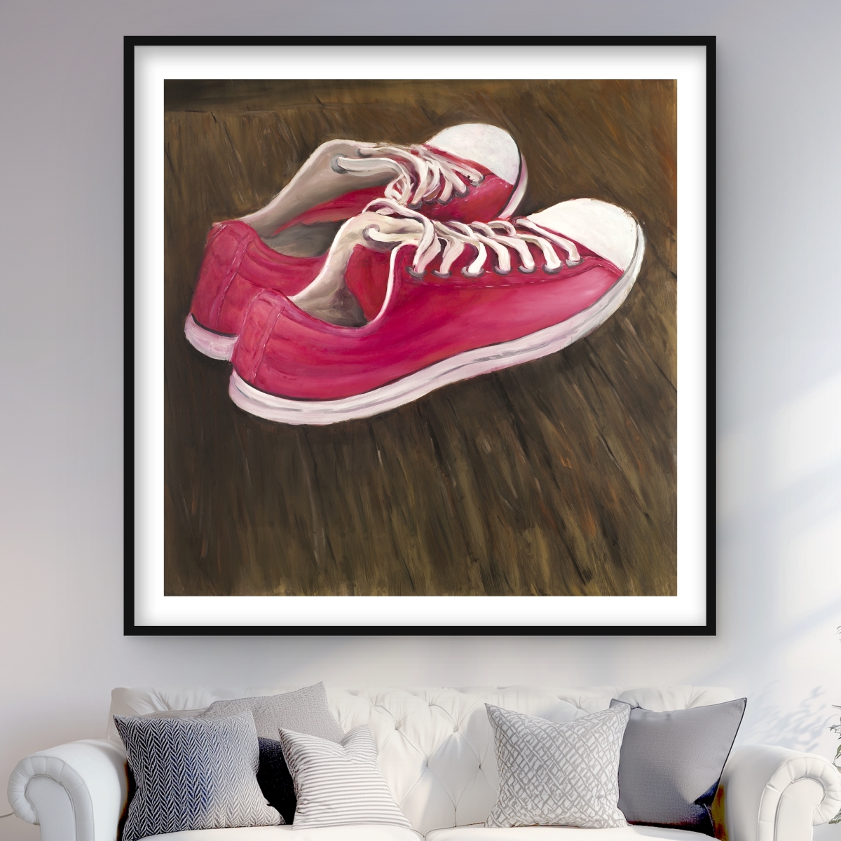 C1FM4848UT5W8O 48 x 48 in. Sneakers Framed Matted Print - Unique Bedroom Decor Art