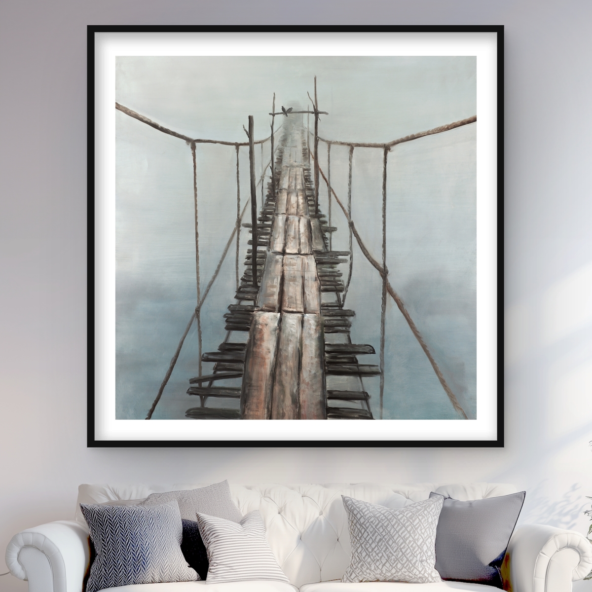 C1FM4848W42EV6 48 x 48 in. Old Abandoned Bridge - Brown Scenic Framed Print for Decor