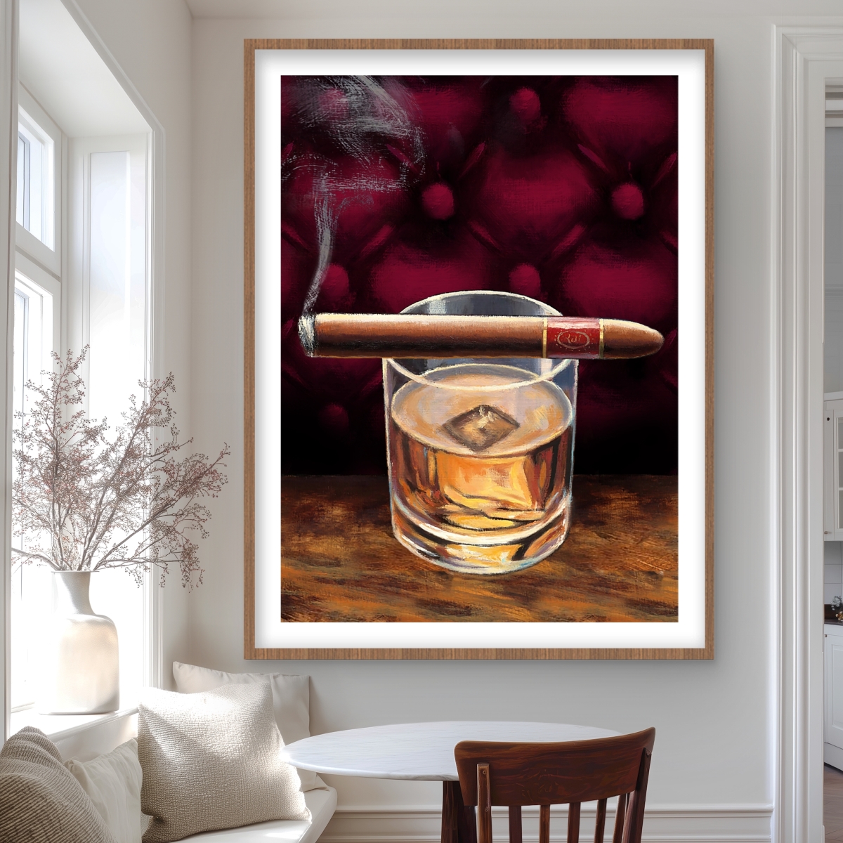 C1FM3648P3IXRW 36 x 48 in. Scotch on Ice with A Cigar - Contemporary Man Cave Print