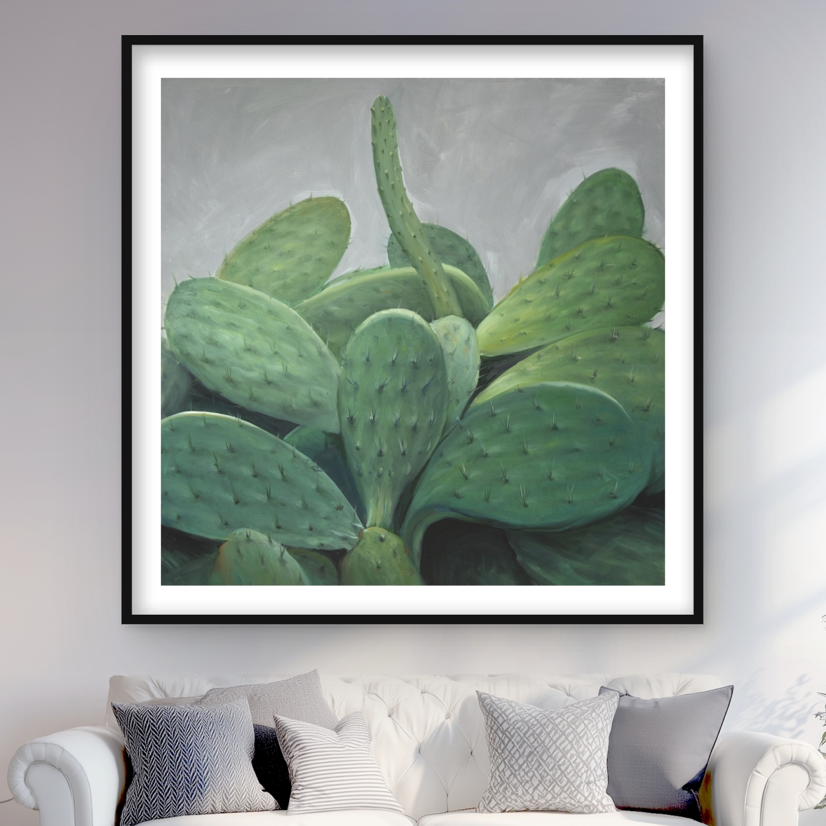 C1FM4848G3QQET 48 x 48 in. Cactus Bundle - Floral Hyperrealist Framed Print for Decor