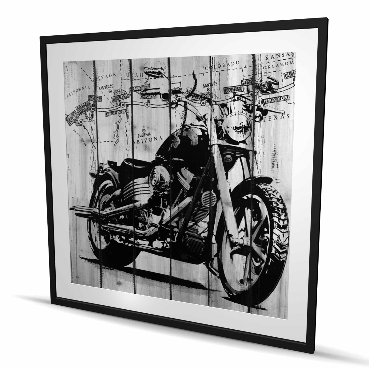 C1FM4848HLMQSC 48 x 48 in. Motorcycle Gray & Black - Framed Matted Print for Decor