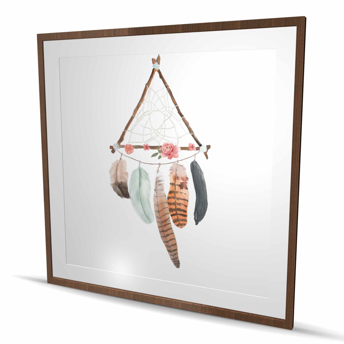 C1FM4848GADCTH 48 x 48 in. Triangular Dream Catcher - Orange Framed Matted Print Decor