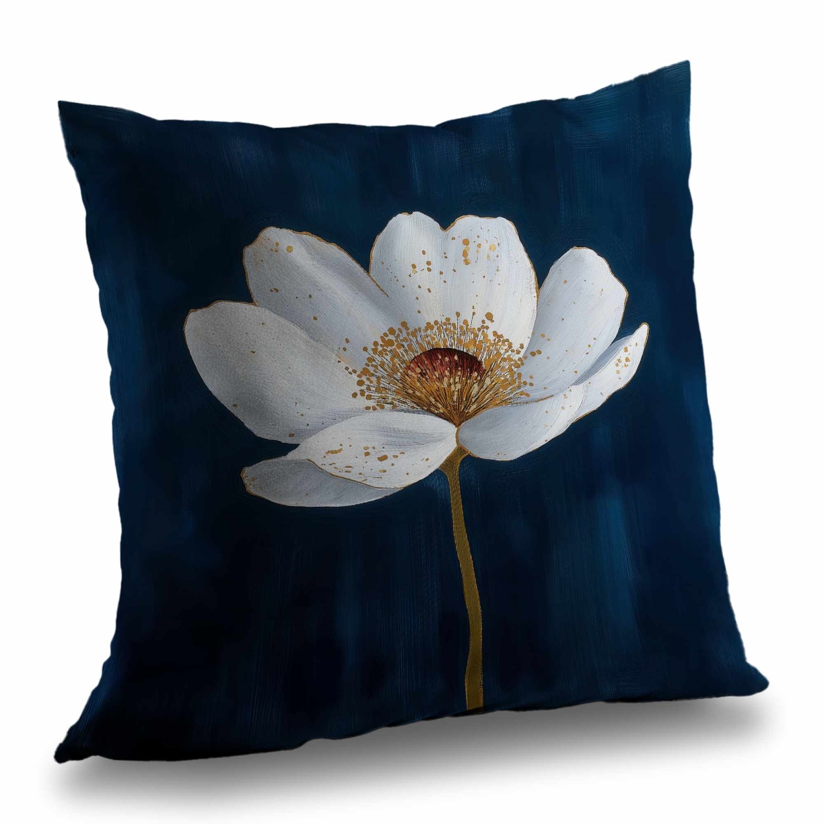 C1PO20203KDOLD 20 x 20 in. White Flower on Blue - Beige Floral Outdoor Throw Pillow